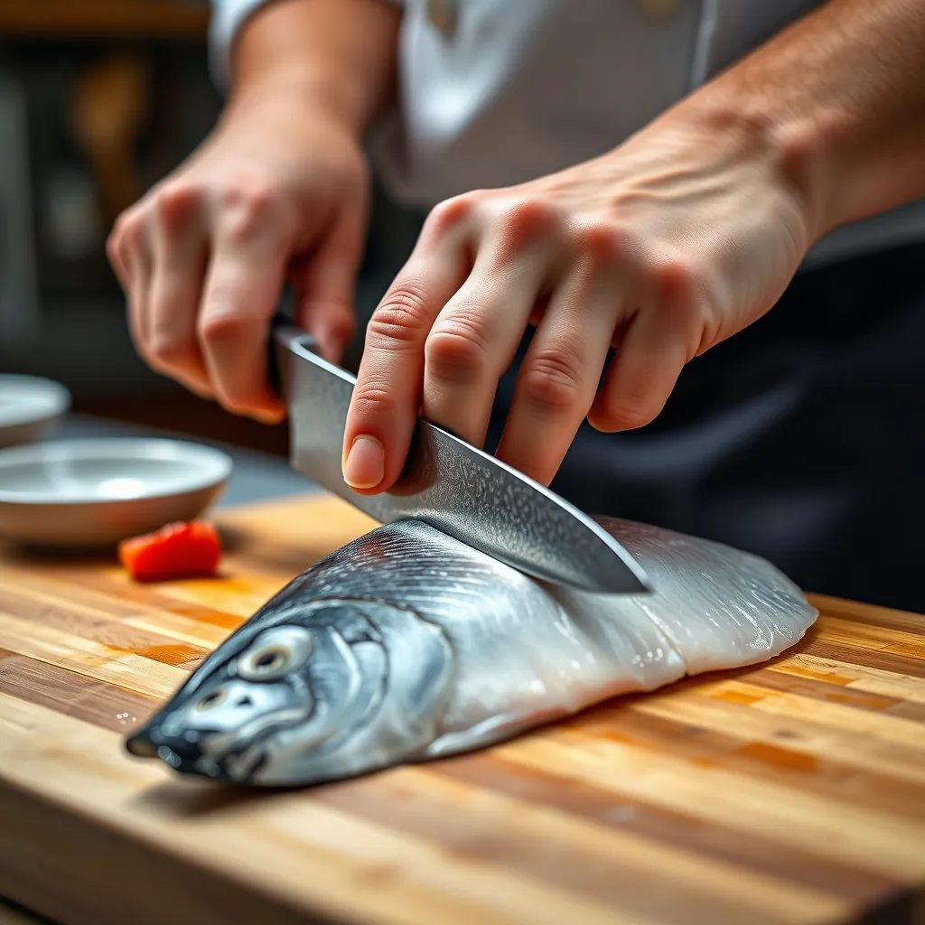 刺身包丁で魚を切る基本のフォーム