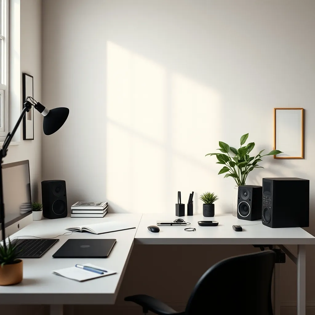 ミニマリズムを強調するクリーンでシンプルな作業スペース Clean simple workspace