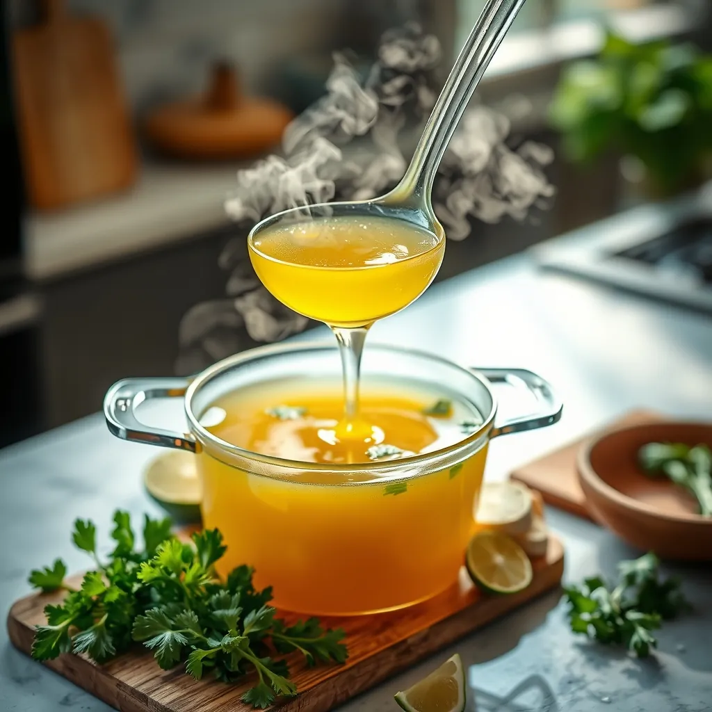 Xử lý đúng cách giúp nước dùng phở trong veo, giữ trọn hương vị đặc trưng Clear glass ladle