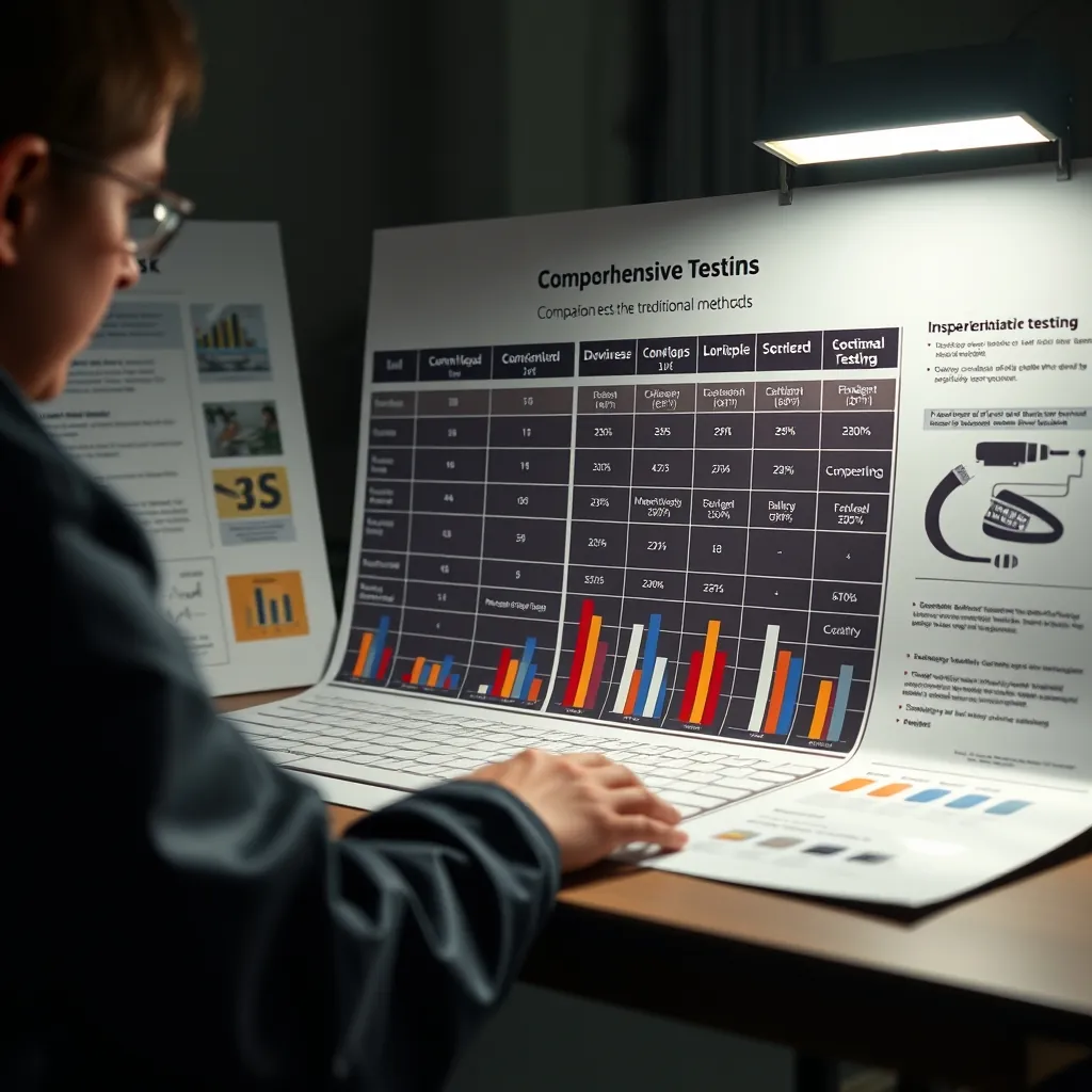 Biểu đồ so sánh giữa kiểm tra toàn diện và các phương pháp truyền thống Comparison chart comprehensive