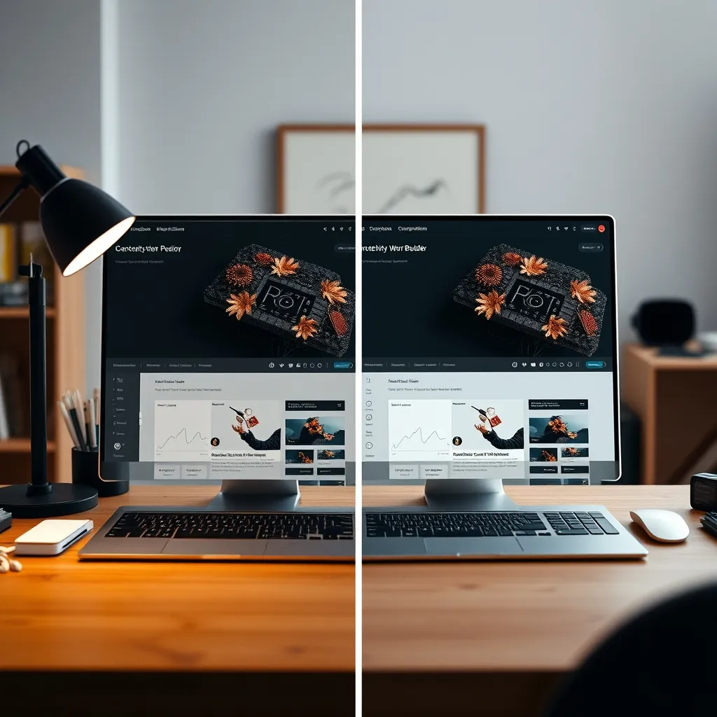 So sánh giao diện trình chỉnh sửa WordPress truyền thống và trình tạo trang hiện đại Comparison chart traditional