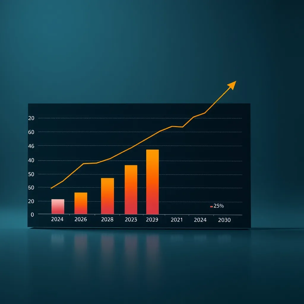 Biểu đồ tăng trưởng thị trường công cụ AI viết content với CAGR 25% giai đoạn 2024-2030 Biểu đồ tăng trưởng thị trường công cụ AI viết content với CAGR 25% giai đoạn 2024-2030