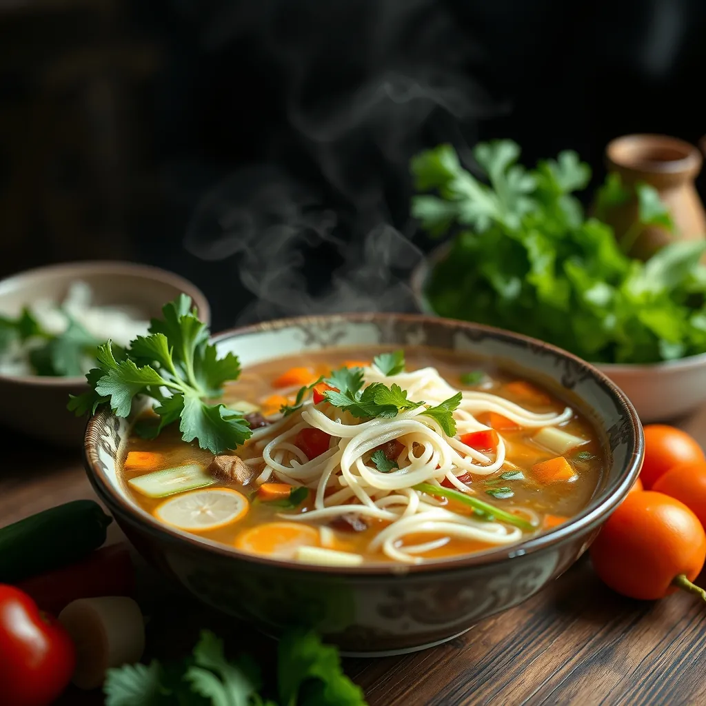 Nấu phở chay thanh đạm với rau củ tươi và bánh phở Cooking light vegetarian