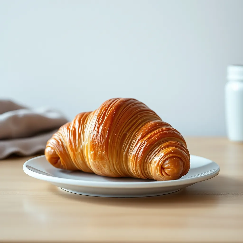 Un croissant parfaitement cuit sur une assiette