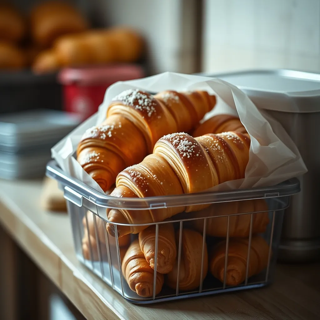 Croissants conservés dans un récipient Croissants conservés dans un récipient