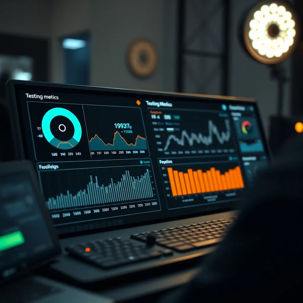 Một bảng điều khiển hiển thị các chỉ số kiểm tra Dashboard displaying testing