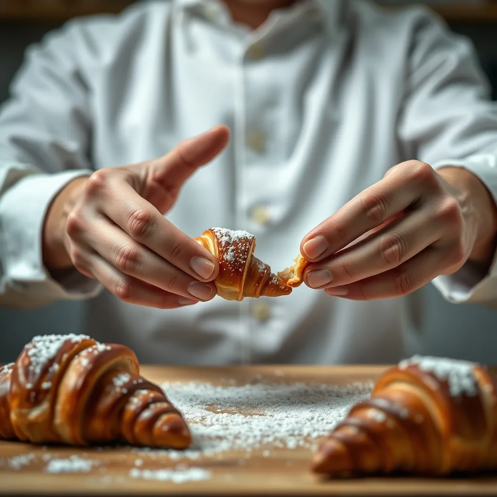Démonstration des techniques de pliage des croissants Démonstration des techniques de pliage des croissants