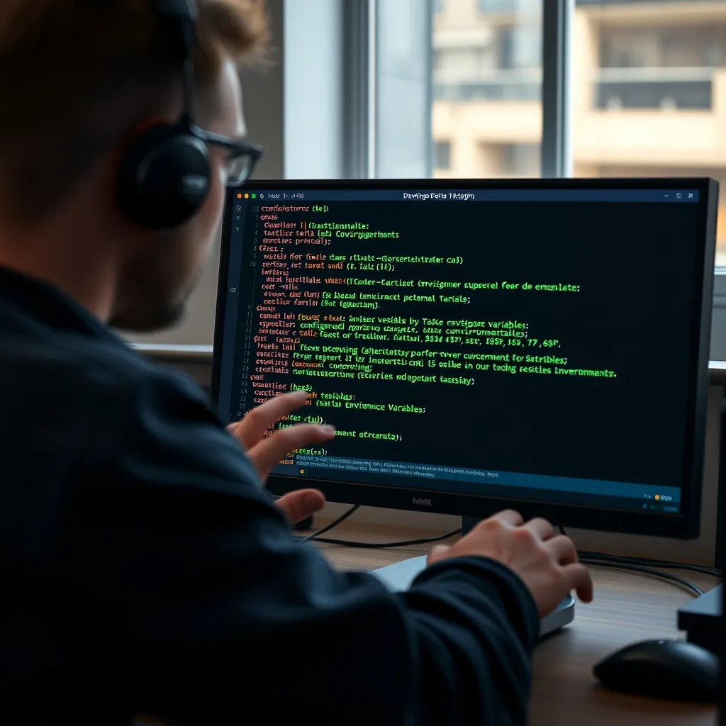 Lập trình viên đang cấu hình biến môi trường trong cửa sổ terminal Developer configuring environment