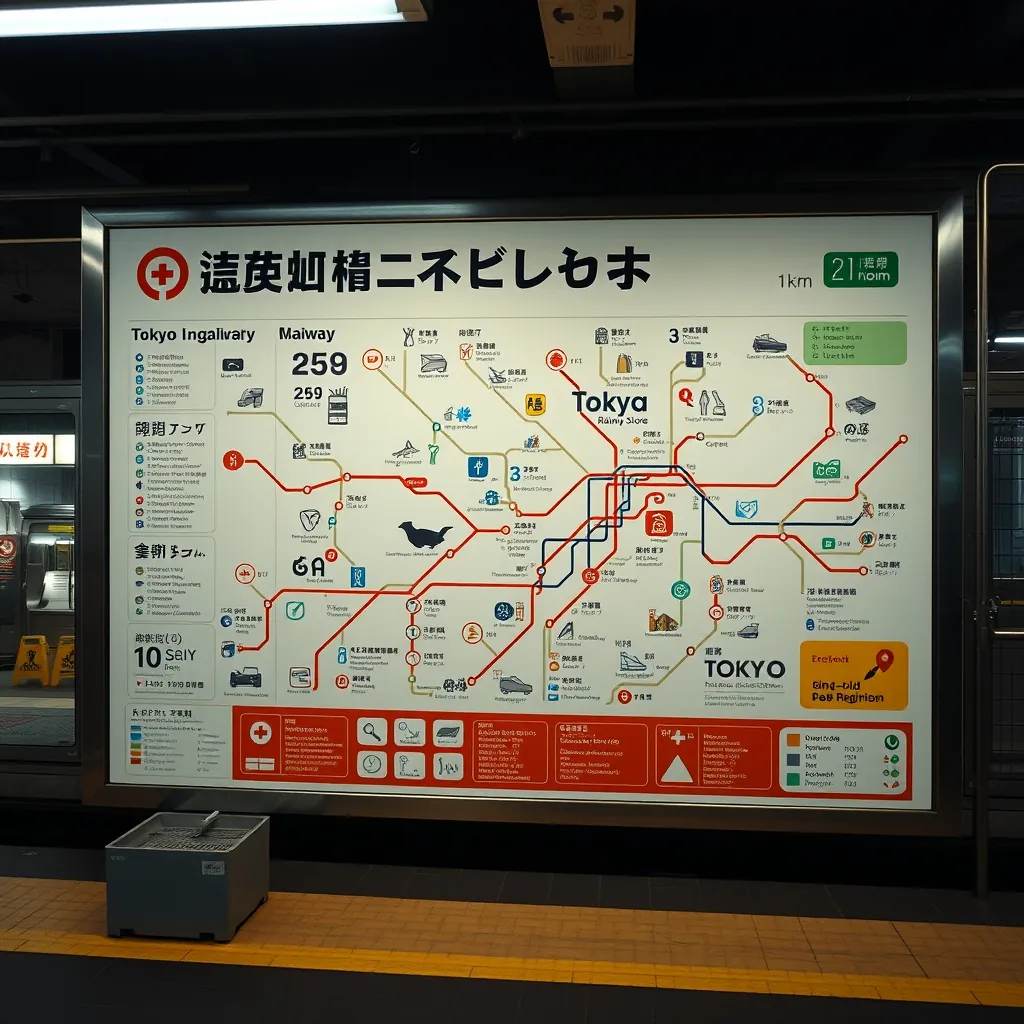東京の鉄道網と生活圏内の施設を示すインフォグラフィック 東京の鉄道網と生活圏内の施設を示すインフォグラフィック