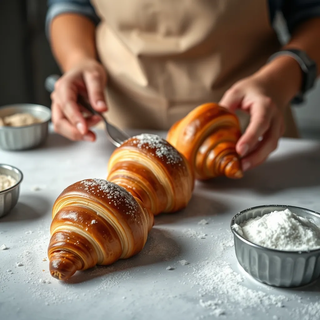 Processus étape par étape de fabrication des croissants Processus étape par étape de fabrication des croissants