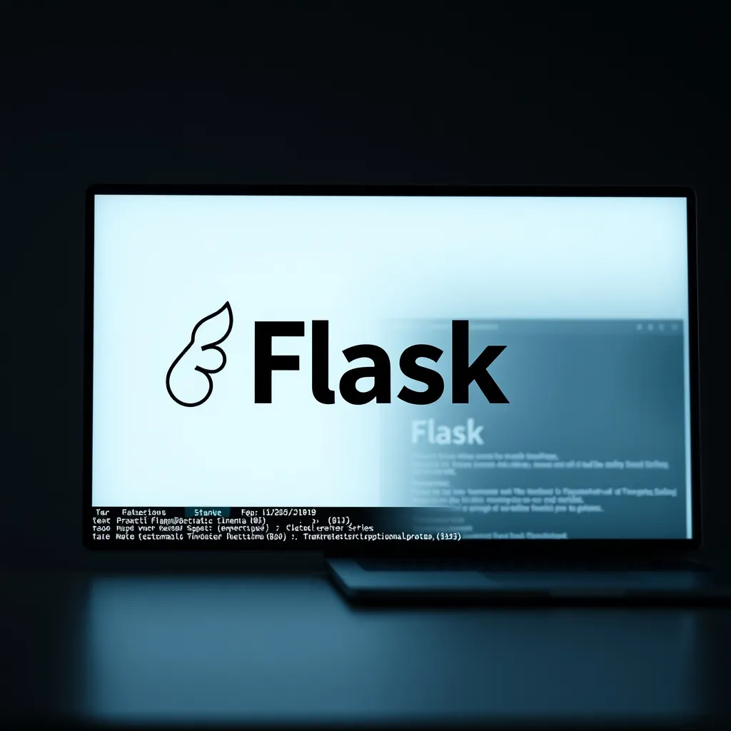 Flask logo on a minimalist terminal window with a simple web page displayed in a browser next to it Flask logo terminal