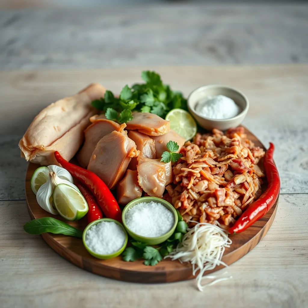 Bộ nguyên liệu tươi ngon để làm bún chả Hà Nội Fresh ingredients bun
