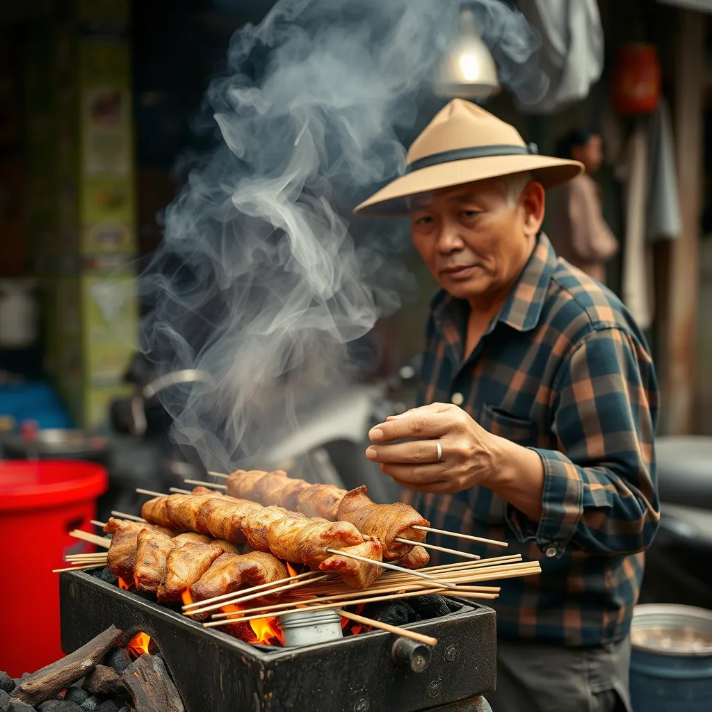 Gánh bún chả Hà Nội xưa với khói than nghi ngút trên phố cổ Gánh bún chả Hà Nội xưa với khói than nghi ngút trên phố cổ