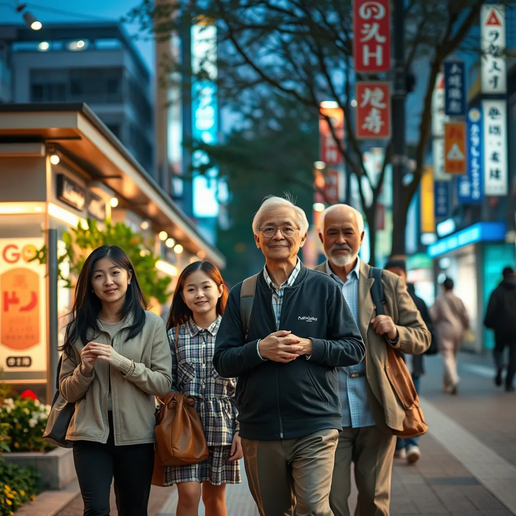 各世代が楽しむ日本の都市生活の風景