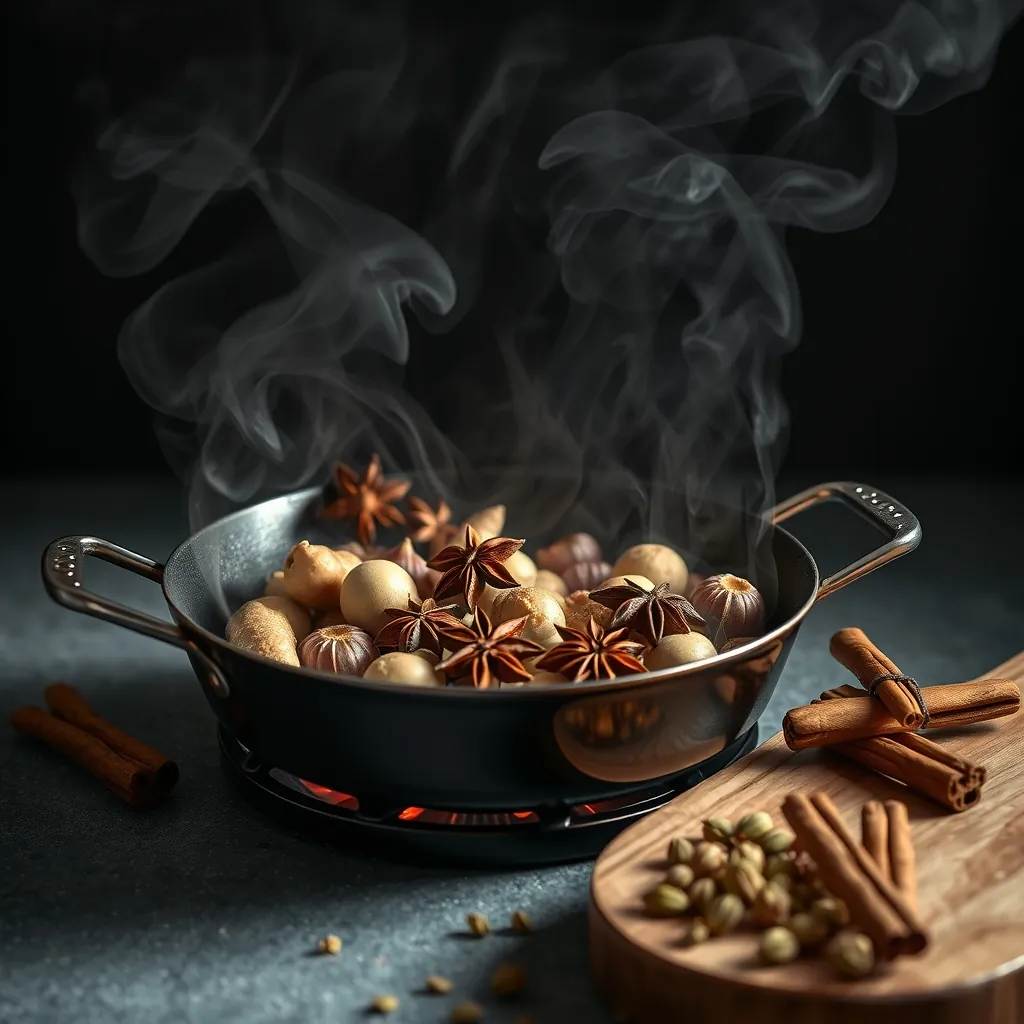 Nướng gia vị đúng cách giúp tinh dầu tỏa hương, tạo nên tầng hương đặc trưng không thể trộn lẫn của phở Nam Định Ginger shallots star