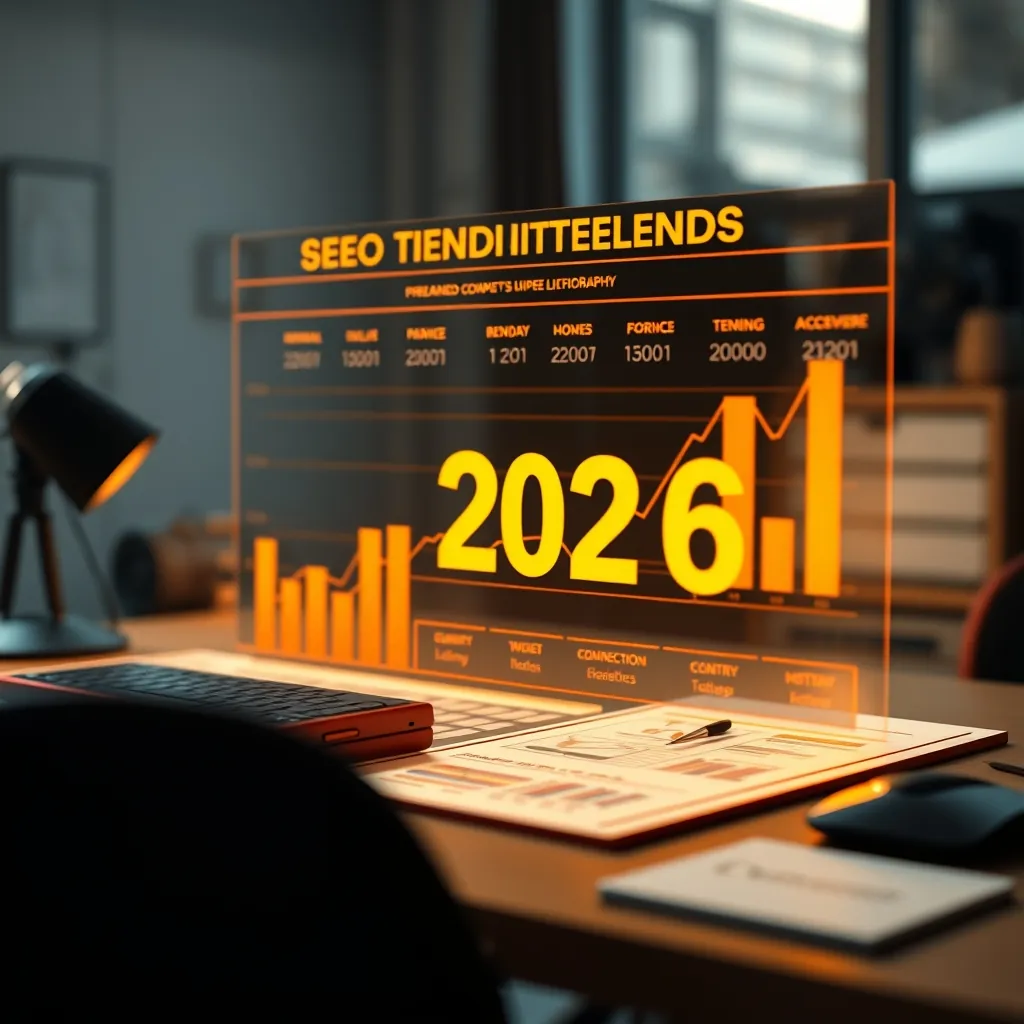Một đồ họa trình bày các xu hướng SEO chính cho năm 2026 Graphic showcasing key