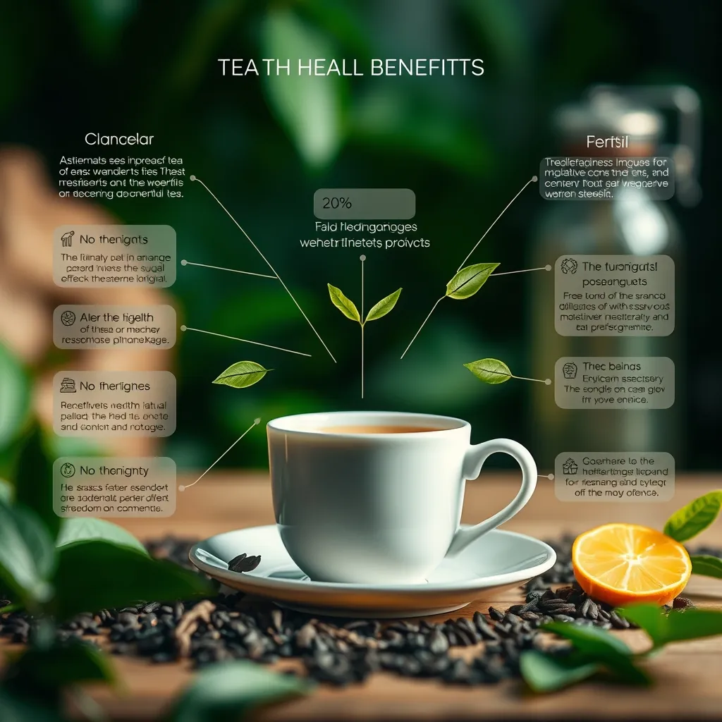お茶の健康への影響のインフォグラフィック Health benefits tea