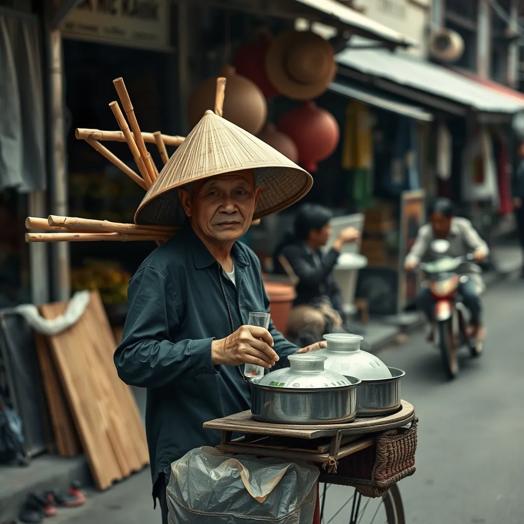 Hình ảnh gánh phở rong trên phố cổ Hà Nội đầu thế kỷ 20
