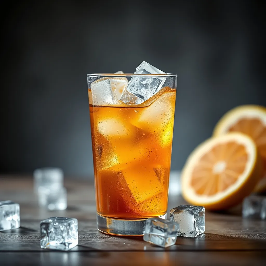 氷入りのアイスティーのクローズアップ Iced tea ice