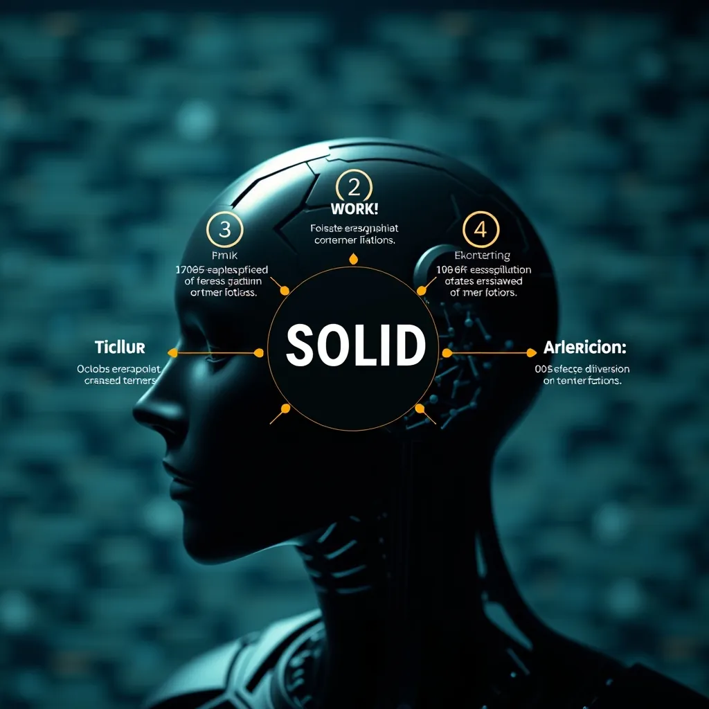 Infographic minh họa cách áp dụng nguyên tắc SOLID vào tổ chức mã nguồn AI.