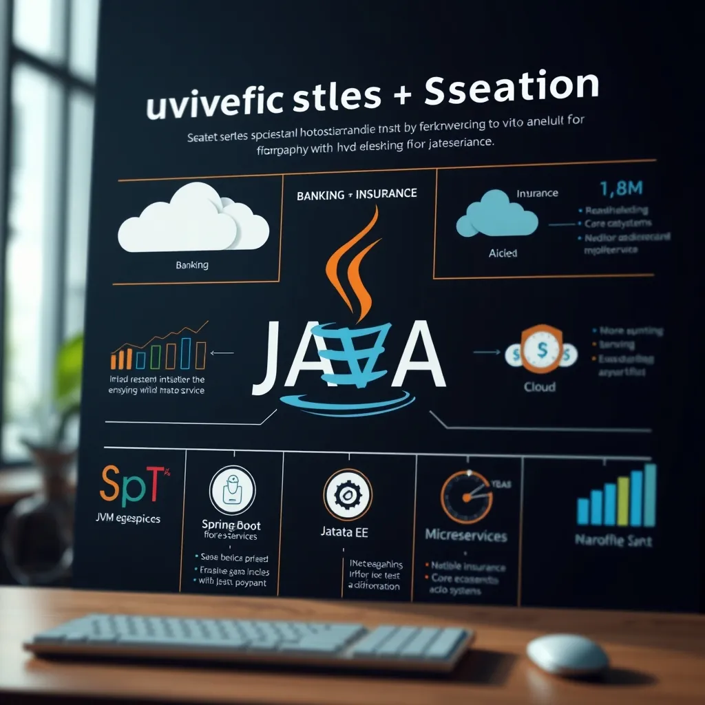 Javaが金融・保険・基幹システム・クラウドで使われる範囲とJVMエコシステムを示す図