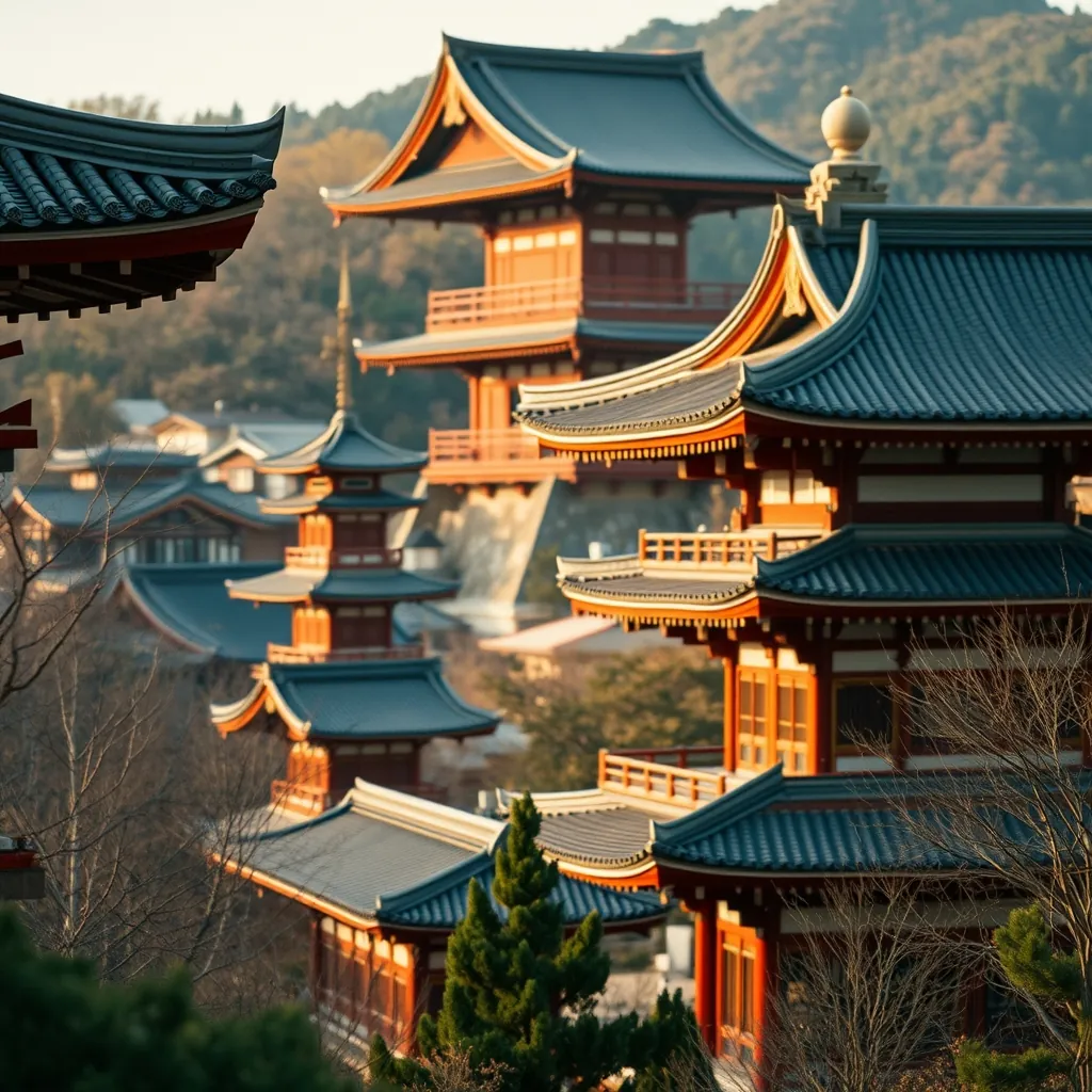 京都の歴史的な寺院の風景