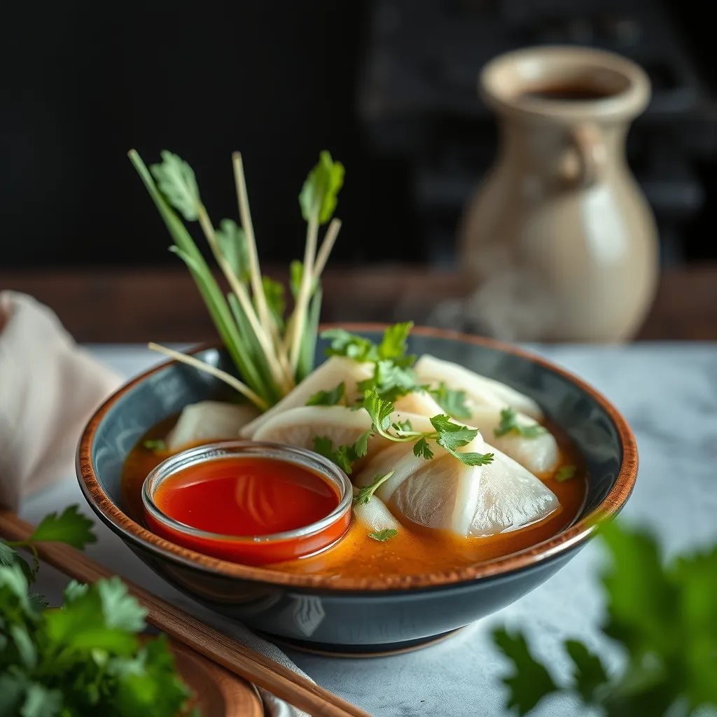 Một bát bún chả được bày biện đẹp mắt với rau sống và nước chấm