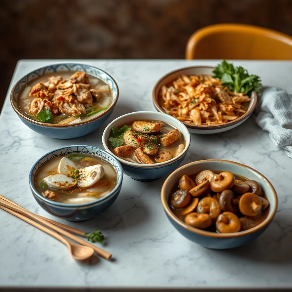 Mushrooms arranged table