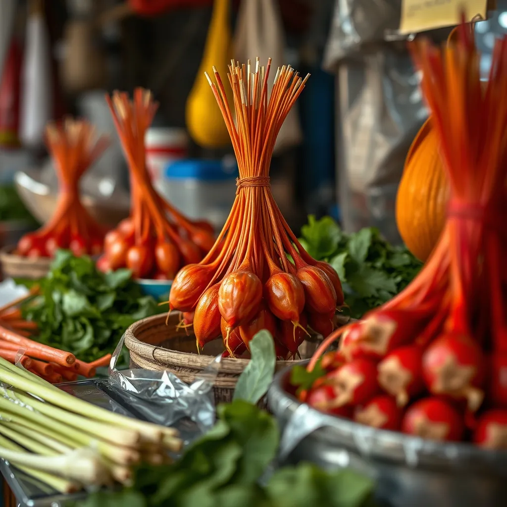 Nguyên liệu tươi ngon cho bún chả tại chợ địa phương ở Hà Nội
