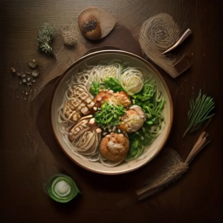 Những câu hỏi thường gặp khi làm bún chả Hà Nội: hình ảnh nguyên liệu gồm bún tươi, chả nướng, rau thơm và bát nước chấm