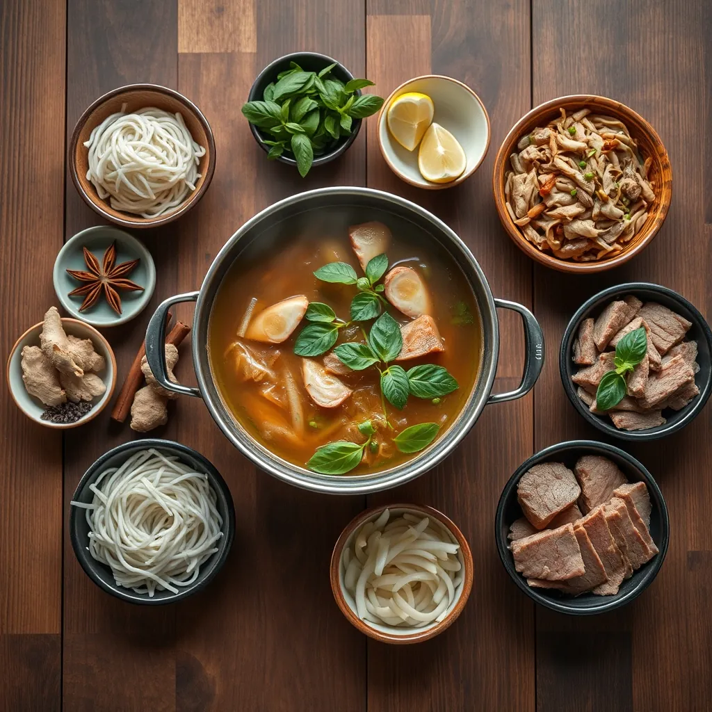 Overhead pho ingredients