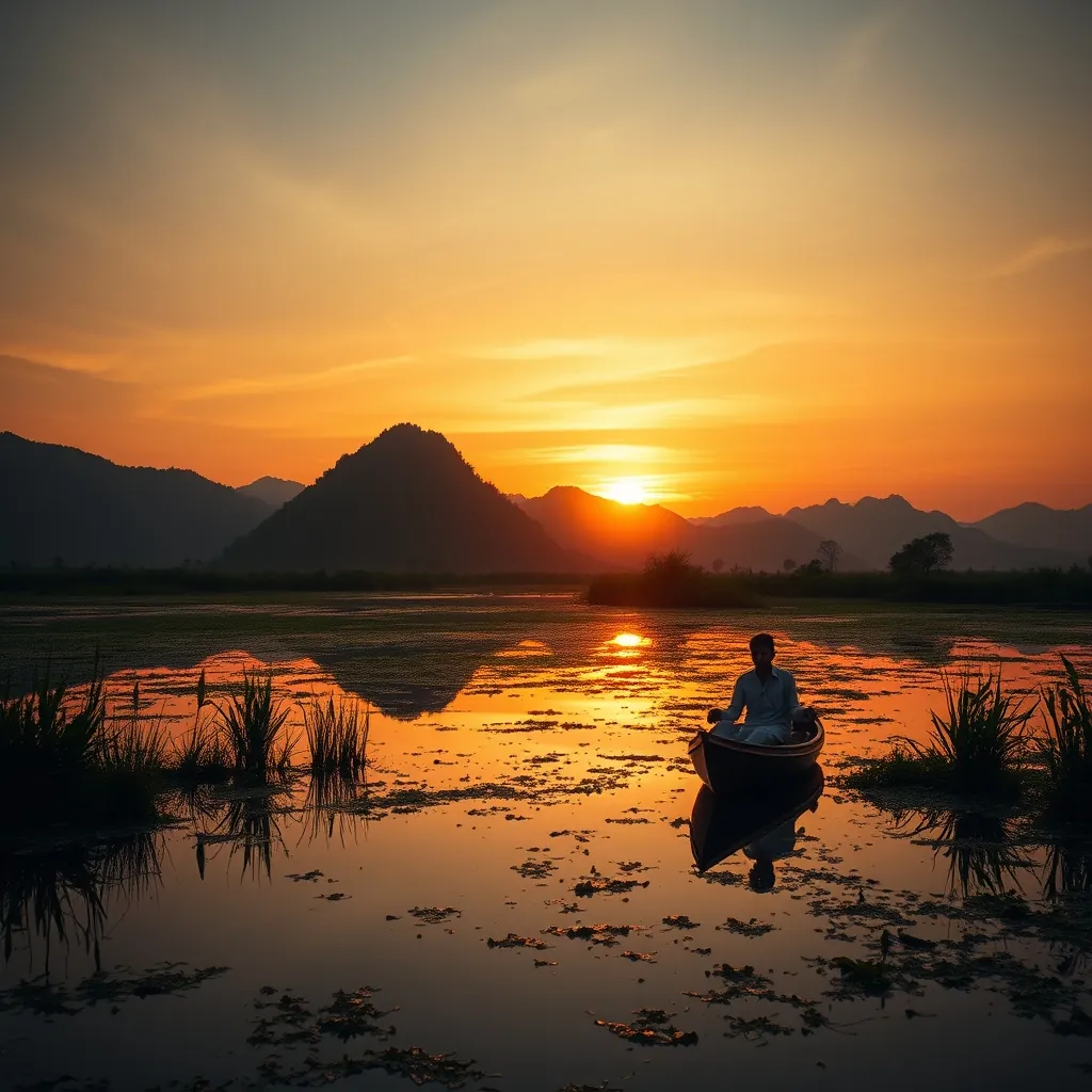 Peaceful sunset vietnam