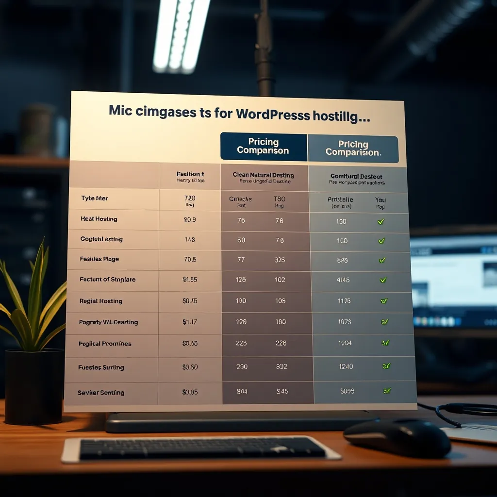 Pricing comparison table