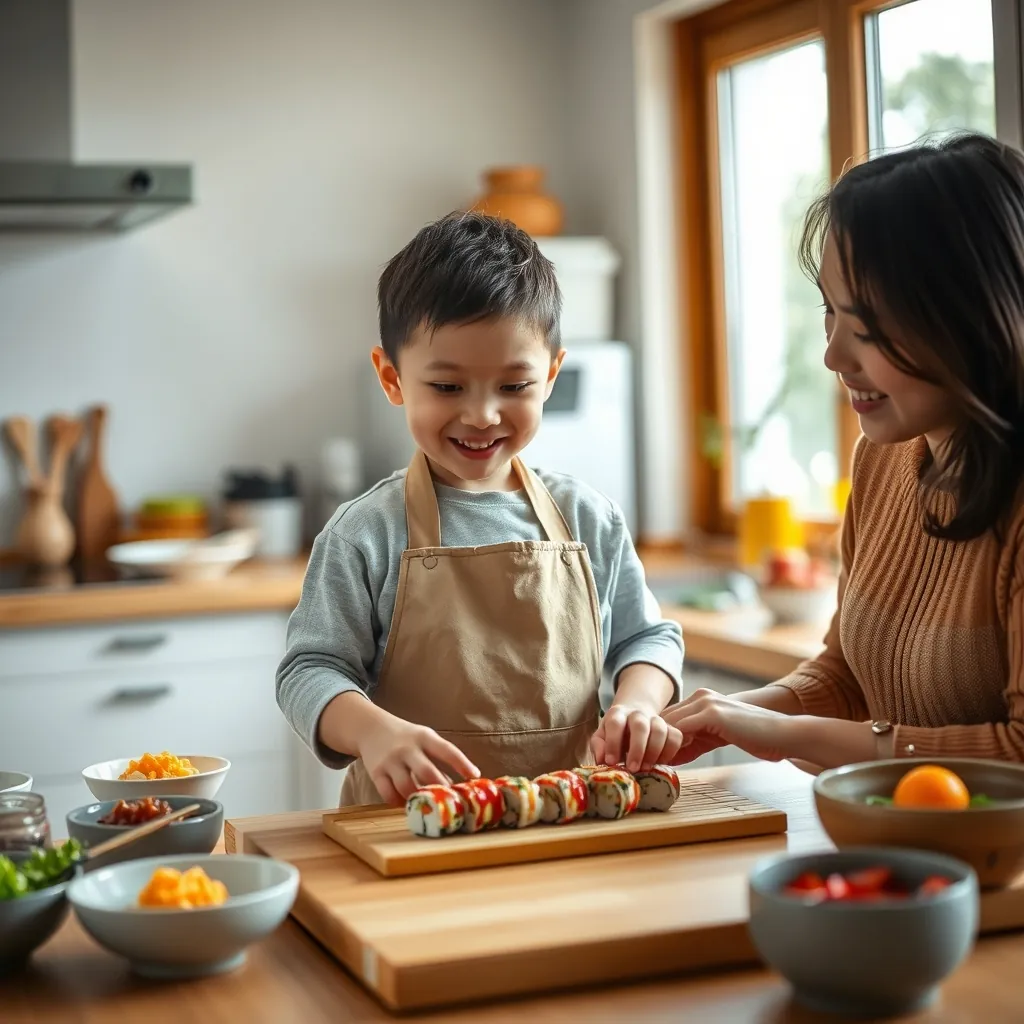 親子で楽しむ寿司作りのひととき