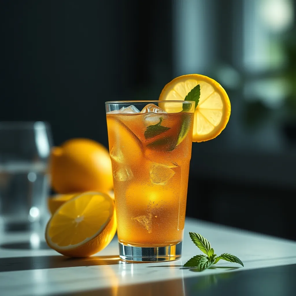 冷たいレモンティーのグラス Refreshing glass iced