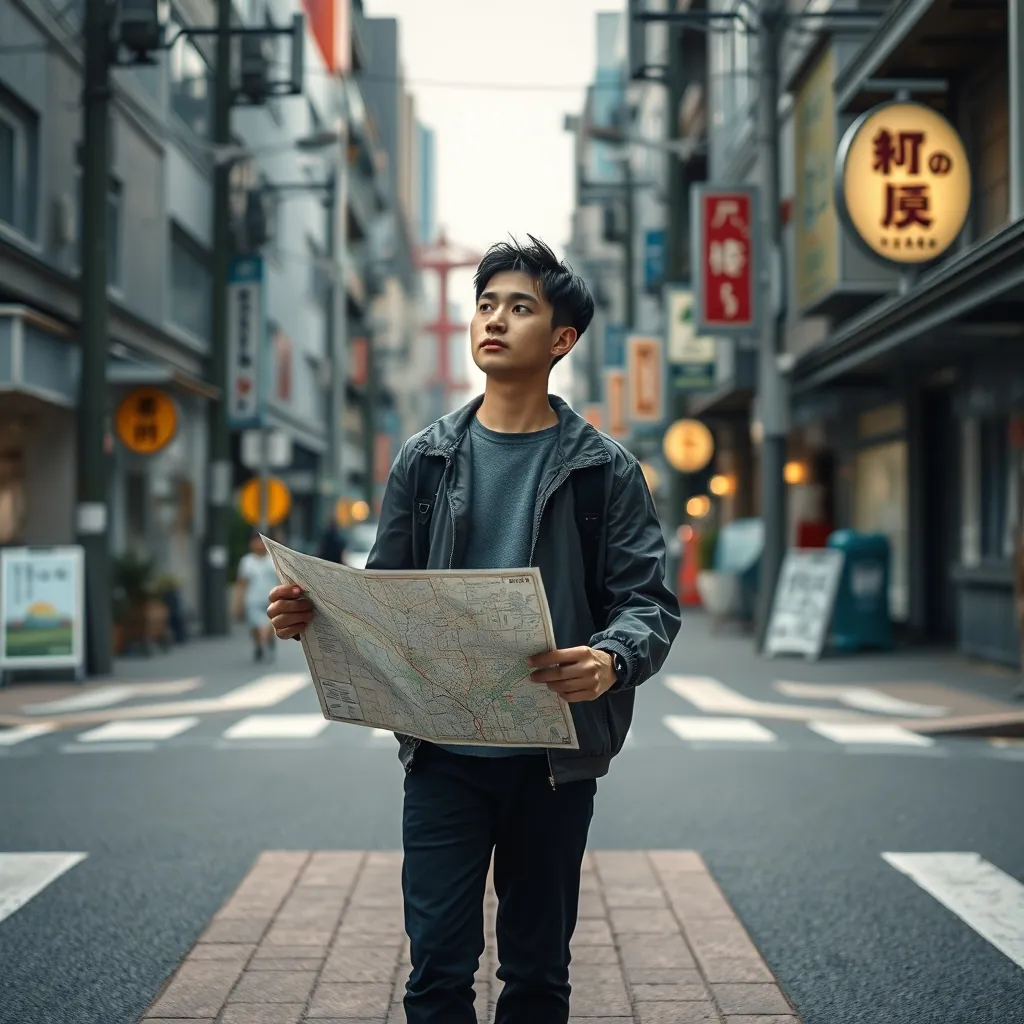日本の都市で移住先を選ぶ人の姿