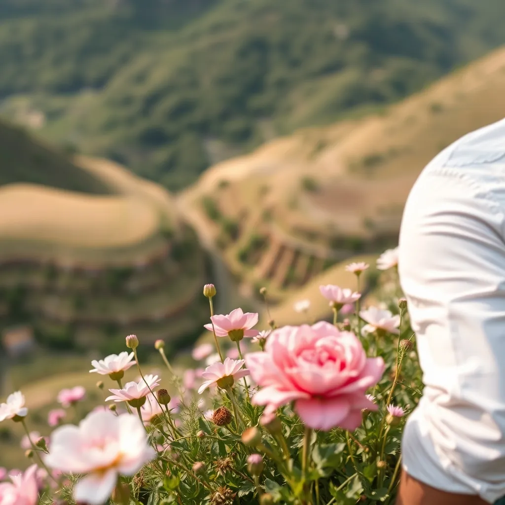 Khung cảnh lãng mạn của Thung Lũng Tình Yêu với hoa và cây cỏ Romantic love valley