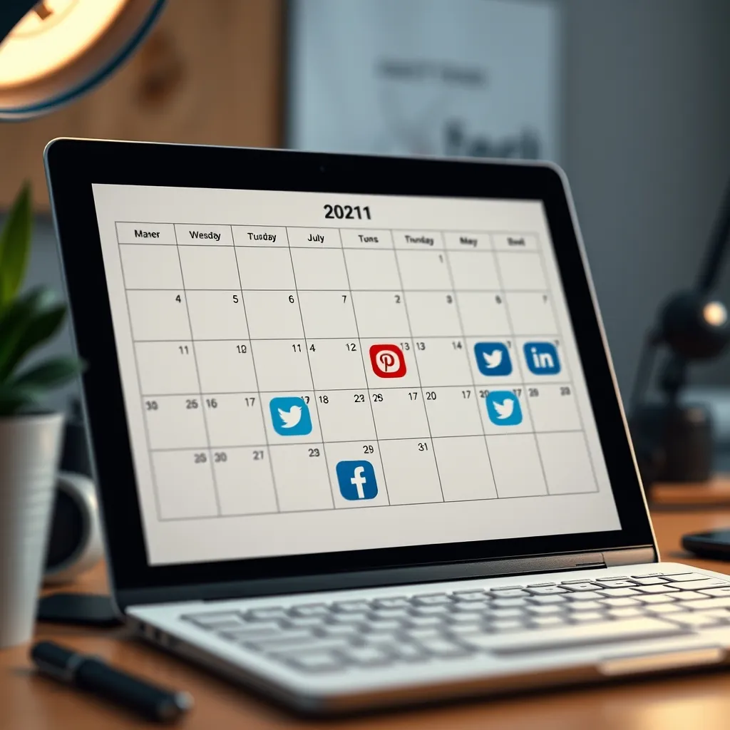 Lịch đăng bài với biểu tượng mạng xã hội Scheduled post calendar