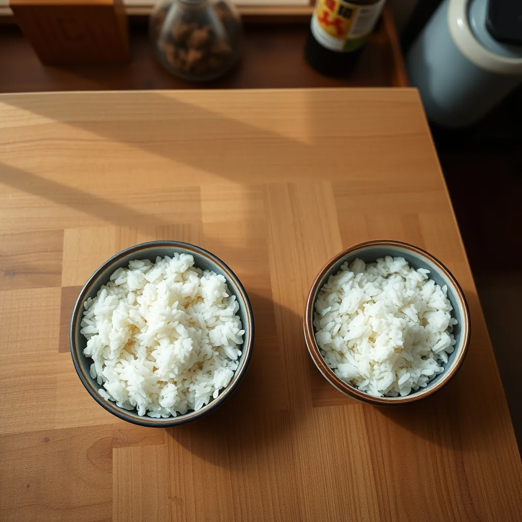 失敗した寿司飯と成功した寿司飯の比較