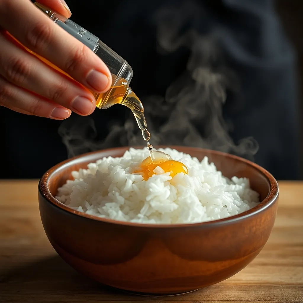 寿司桶で酢を合わせる、湯気の立ち上る炊きたての寿司飯 寿司桶で酢を合わせる、湯気の立ち上る炊きたての寿司飯