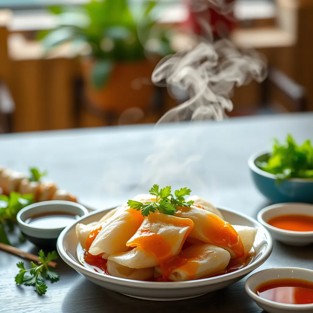 Close-up shot of a single Bánh xèo, with the crispy edges and savory filling visible