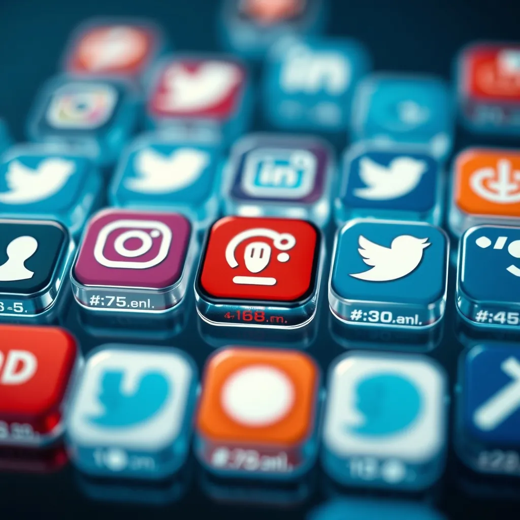 Biểu tượng mạng xã hội với các chỉ số tương tác Social media icons