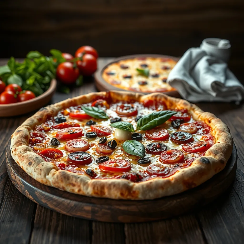 Stunning representation of authentic Italian pizza showcasing its vibrant colors and textures. Stunning representation of authentic Italian pizza showcasing its vibrant colors and textures.