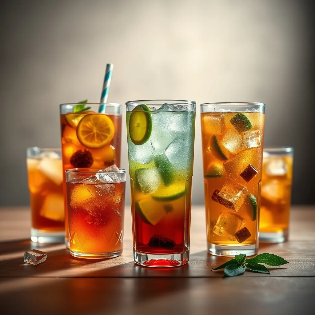 様々なフレーバーのアイスティー Tea flavors styles