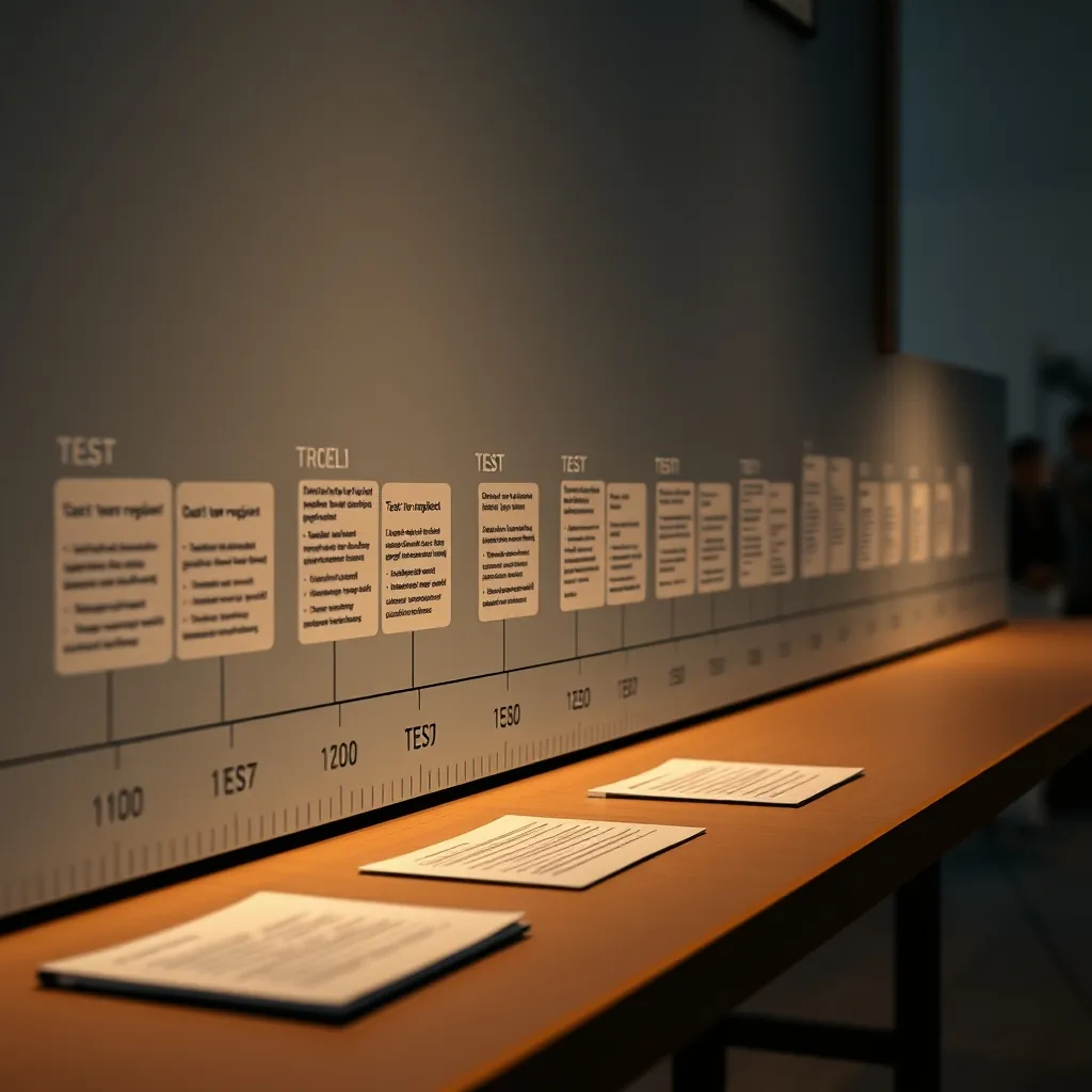 ソフトウェア開発におけるテストレシピの進化を示すタイムライン Timeline illustrating evolution