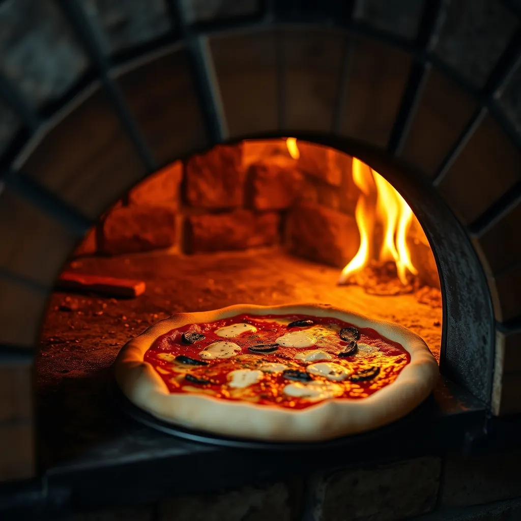 Traditional wood-fired oven showcasing the ideal environment for baking authentic Italian pizza. Traditional wood-fired oven showcasing the ideal environment for baking authentic Italian pizza.