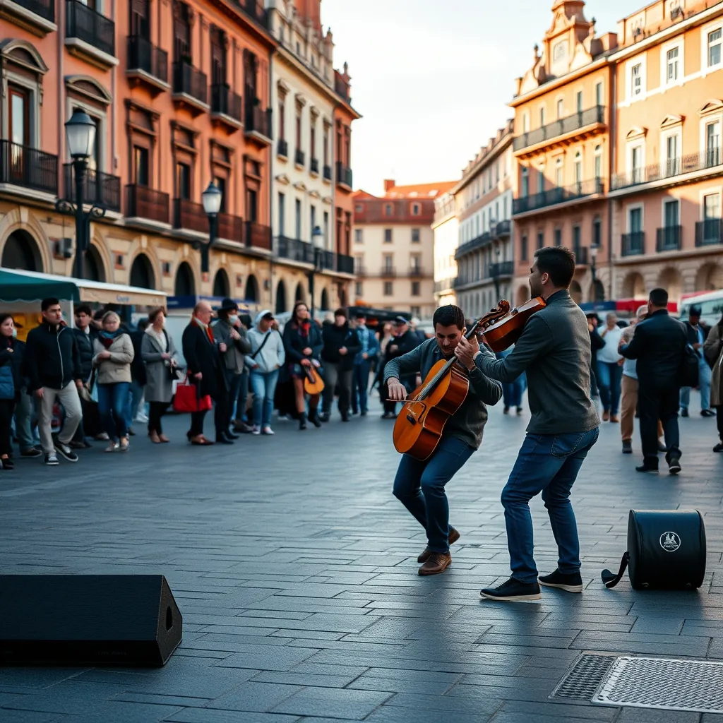 Una vibrante actuación callejera en la Plaza Mayor de Madrid