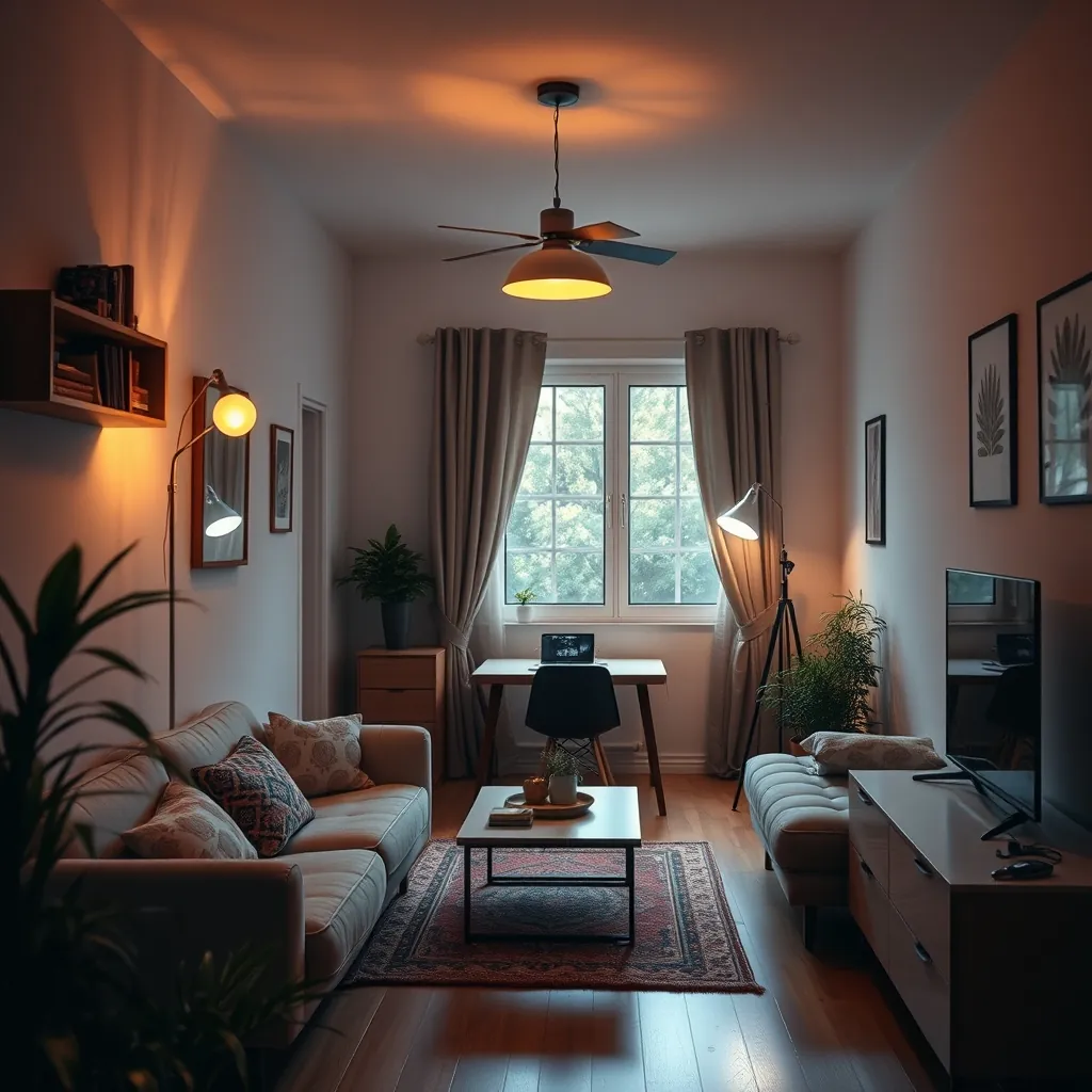 Well-lit small apartment showcasing various lighting techniques Welllit small apartment
