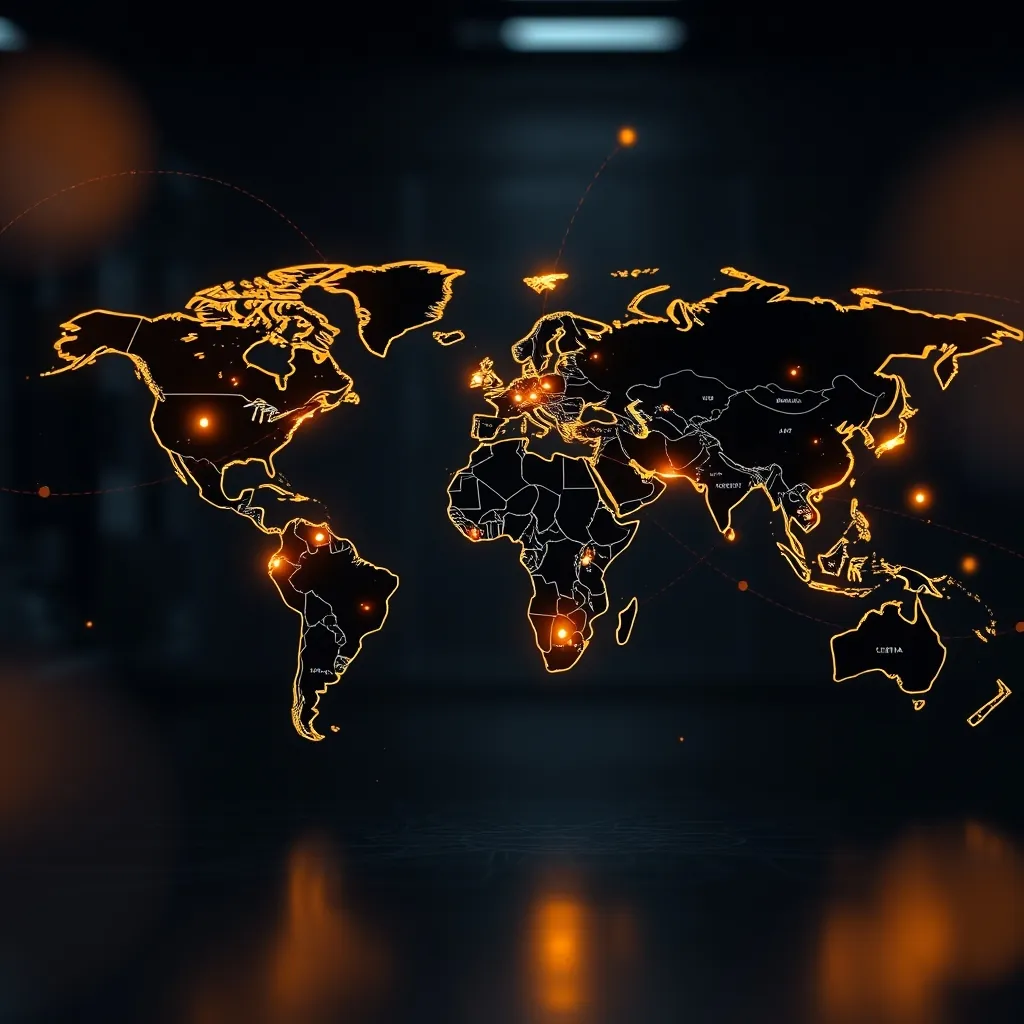 World map glowing