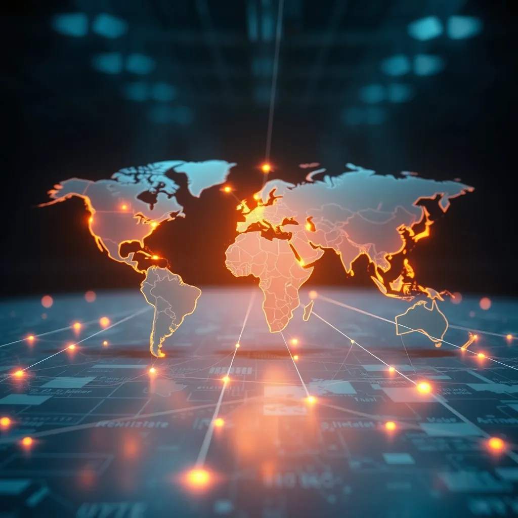 World map glowing